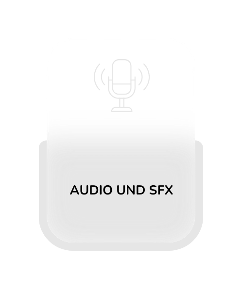 Service-Karte für Audio- und SFX-Dienste, die professionelle Lösungen für Sound- und Effekt-Design anbietet, mit zusätzlichen Details im Leistungsbereich.
