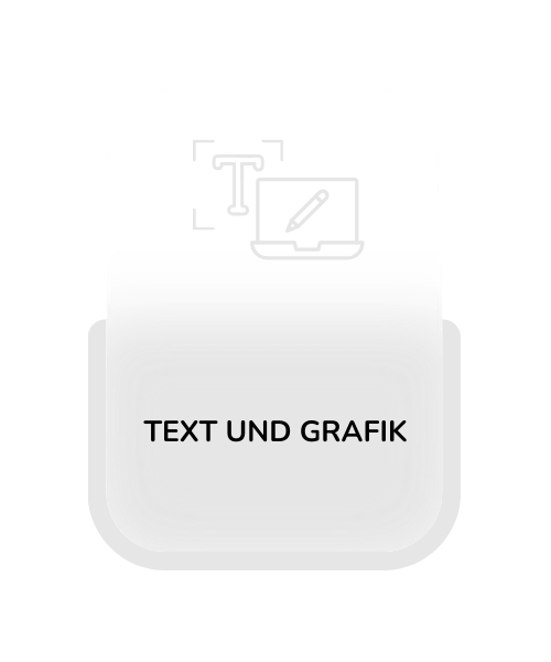 Service-Karte für Text- und Grafikdienste, die professionelle Lösungen für Inhaltserstellung und Design anbietet, mit zusätzlichen Details im Leistungsbereich.
