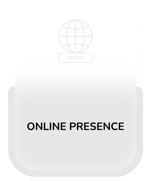 Service card for Online Presence services, offering professional solutions for establishing and enhancing online visibility.