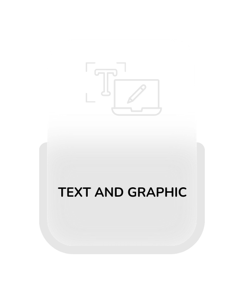Service card for Text and Graphic services, offering professional content creation and design solutions, shown with additional detail in the services section.