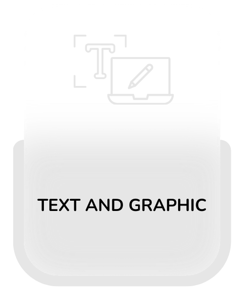 Service card for Text and Graphic services, offering professional content creation and design solutions.
