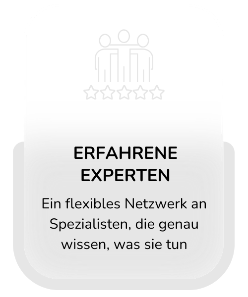 warum-wir-Karte für erfahrene Experten, die ein flexibles Netzwerk von Spezialisten hervorhebt, die genau wissen, was sie tun.