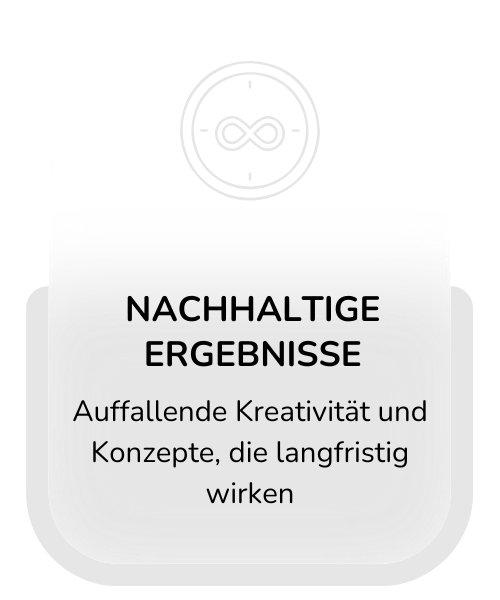 Warum-wir-Karte für nachhaltige Ergebnisse, die kreative Konzepte mit langfristiger Wirkung betont.
